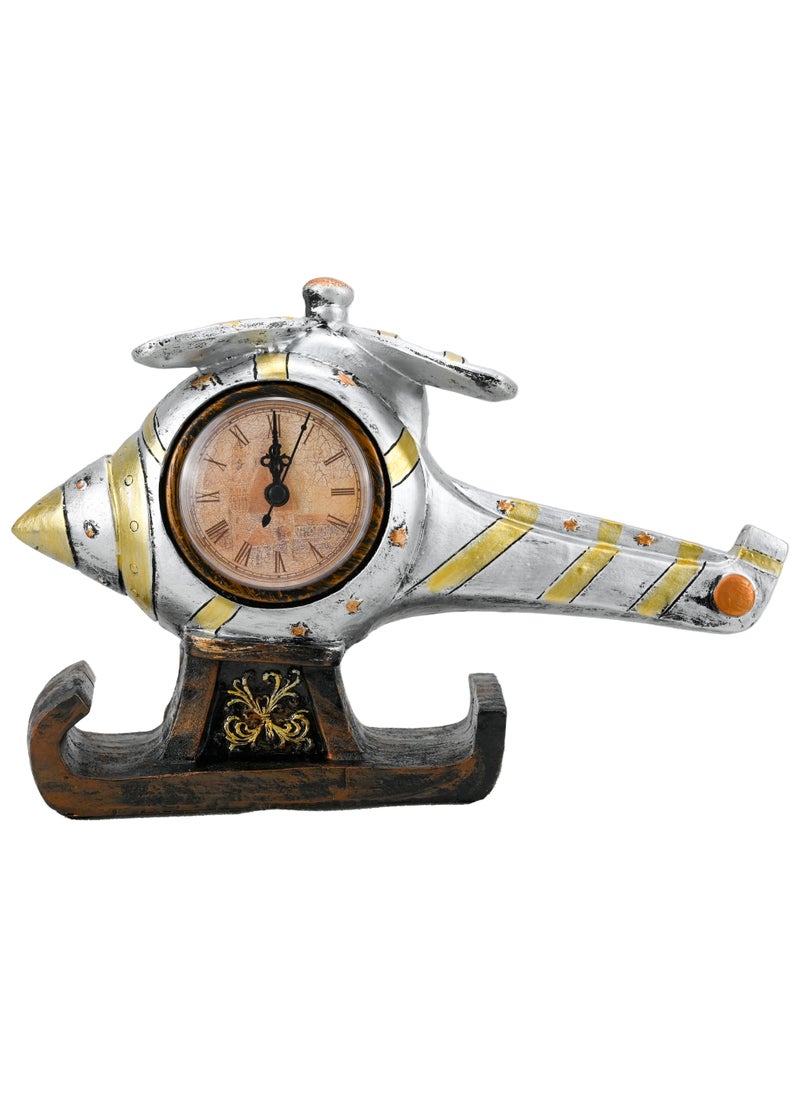 Generic - Helicopter Design Wall Clock Sculpture, Medium Decorative Wall Clock, Collections Figurines, Hand Painted Resin Wall Clock, Hand Painted, Realistic Clock Features, Easy To Read Time - Multicolor - Image 1