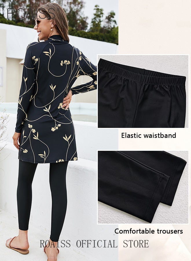 roaiss 2-Piece Set Women Split Swimsuit Women Long-Sleeved Sun Protection Beach Wear Surf Wear  - Image 3
