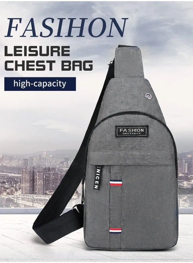 FANGFANGOTD Lightweight Canvas Sling Backpack for Men, Small Crossbody Chest Bag with Headphone Port & Adjustable Strap - Trendy Waist Bag for Travel, Work, Leisure | Men's Accessories - Image 2