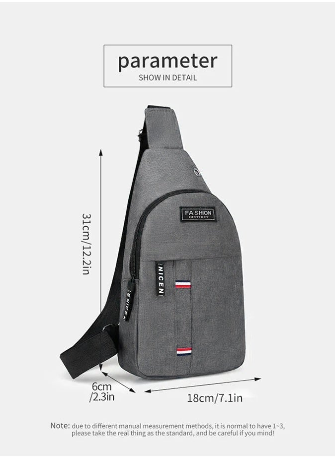 FANGFANGOTD Lightweight Canvas Sling Backpack for Men, Small Crossbody Chest Bag with Headphone Port & Adjustable Strap - Trendy Waist Bag for Travel, Work, Leisure | Men's Accessories - Image 3