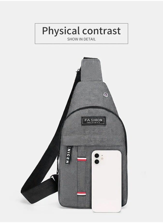 FANGFANGOTD Lightweight Canvas Sling Backpack for Men, Small Crossbody Chest Bag with Headphone Port & Adjustable Strap - Trendy Waist Bag for Travel, Work, Leisure | Men's Accessories - Image 4