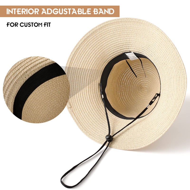 Pleneal Beach Sun Hats for Women, Straw Hat for Women UPF 50+ UV Sun Protection Summer Hat Foldable Roll up Cap - Image 5
