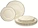 OCCASIONS FINEST PLASTIC TABLEWARE حزمة 50 طبق للمناسبات 25 ضيف مجموعة أطباق بلاستيكية قابلة للتصرف لحفلات الزفاف الثقيلة 25 × 10 25 عشاء 25 × 7 5 أطباق سلطات وحلويات روشيل العاجي والذهبي - Image 1