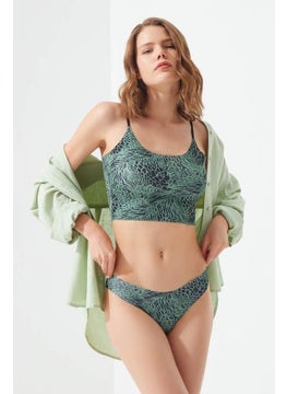 COTTONHILL Green Patterned Adjustable Straps Laser Cut Women's Crop Bustier  - Image 3