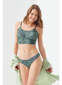 COTTONHILL Green Patterned Adjustable Straps Laser Cut Women's Crop Bustier  - Image 4