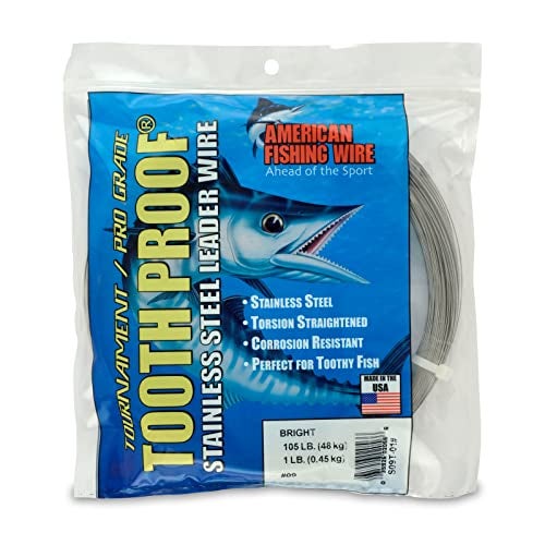 AFW 9 Tooth Proof Stainless Steel Single Strand Leader Wire 105 lb Test Bright 768ft - Image 1