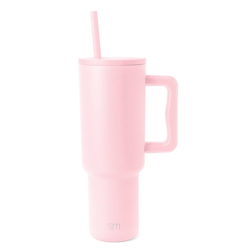 Simple Modern 40 oz Tumbler with Handle and Straw Lid | Insulated Cup Reusable Stainless Steel Water Bottle Travel Mug Cupholder Friendly | Gifts for Women Men Him Her | Trek Collection | Blush - Image 1