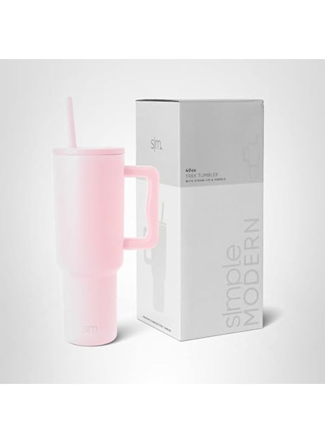 Simple Modern 40 oz Tumbler with Handle and Straw Lid | Insulated Cup Reusable Stainless Steel Water Bottle Travel Mug Cupholder Friendly | Gifts for Women Men Him Her | Trek Collection | Blush - Image 2