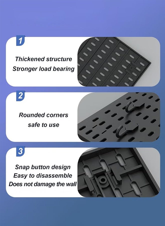 Pegboard Combination Wall Organizer Kit, 3PCS Pegboard and 13 Accessories Modular Hanging, Plastic PegBoard Organizer for Home Kitchen Office (black) - Image 2