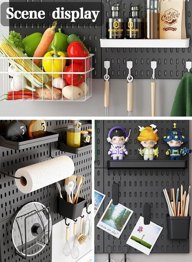 Pegboard Combination Wall Organizer Kit, 3PCS Pegboard and 13 Accessories Modular Hanging, Plastic PegBoard Organizer for Home Kitchen Office (black) - Image 4