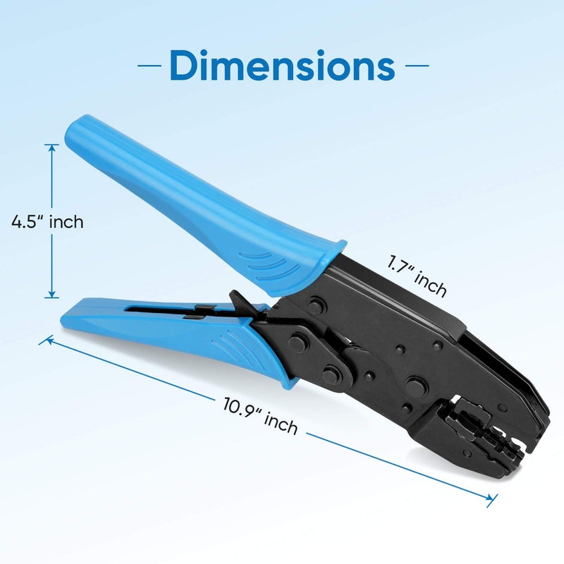 TICONN Crimping Tool for Heat Shrink Connectors - Ratcheting Wire Crimper - Crimping Pliers - Ratchet Terminal Crimper - Wire Crimp Tool (30C, Blue) - Image 5