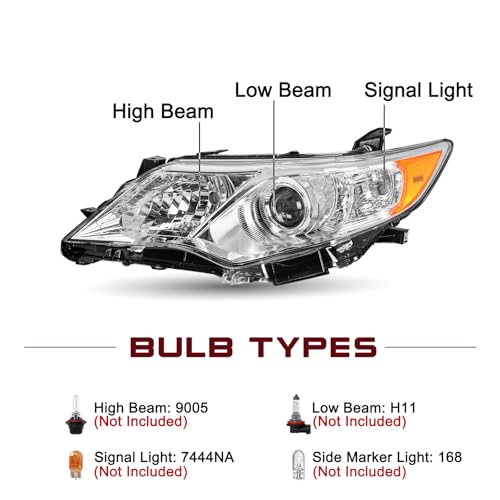 JSBOYAT Fit for 2012 2013 2014 Toyota Camry Headlight Assembly SELLEXLEHybrid Projector Headlamp Driver Passenger SideChrome Housing Amber Reflector - Image 3