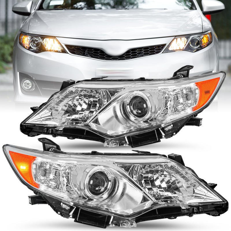 JSBOYAT Fit for 2012 2013 2014 Toyota Camry Headlight Assembly SELLEXLEHybrid Projector Headlamp Driver Passenger SideChrome Housing Amber Reflector - Image 2