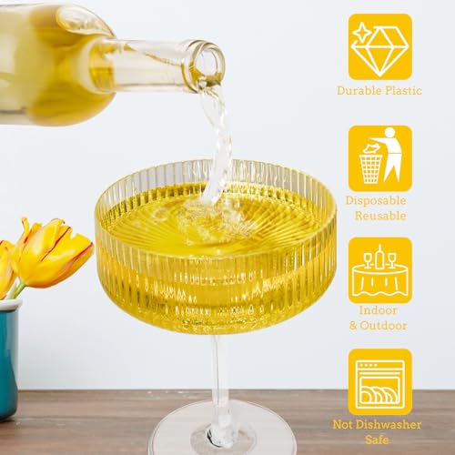 CHLJAR 10OZ Plastic Martini Glasses, Set Of 12 - Shatterproof&Reusable Cocktail Glasses With Classic Design, Perfect For Home Use, Weddings, Parties&Outdoor Gatherings, Ideal For Martini, Champagne&More - Image 3