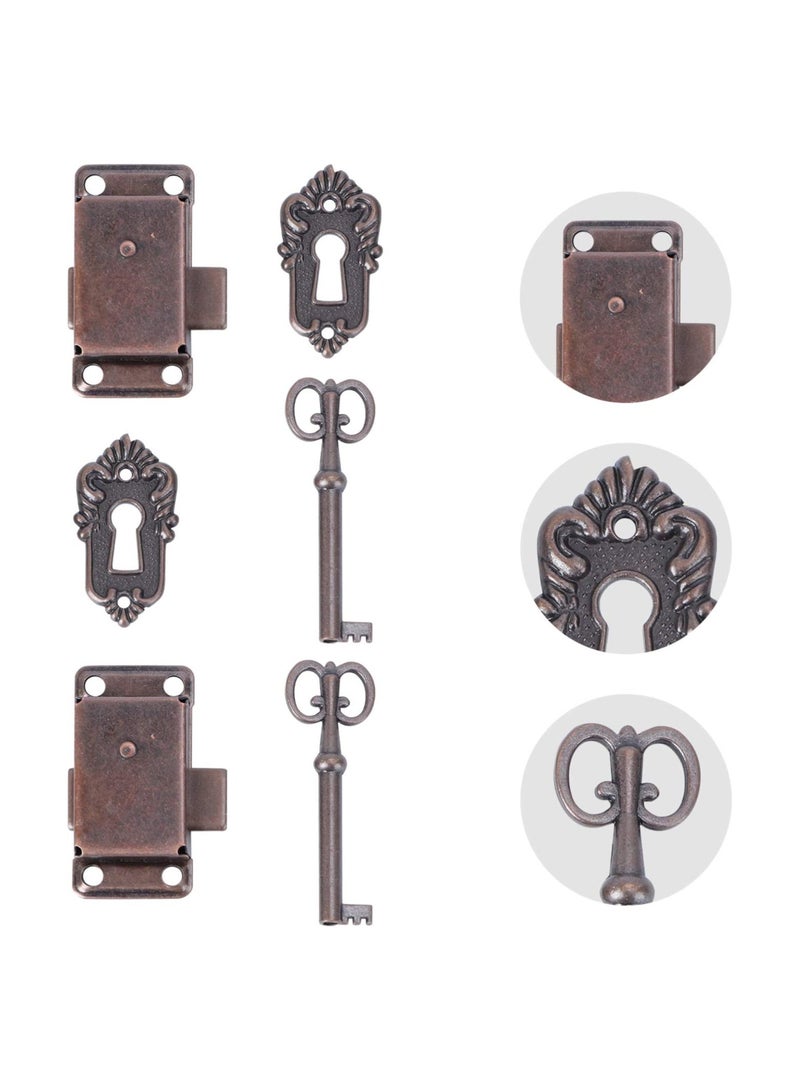 2 pieces Antique Cabinet Door Lock Vintage Decorative Furniture Lock with Key Zinc Alloy Cabinet Lock Decorative Lock Catches with Key for Jewellery Boxes Wooden Boxes Drawer Wardrobe