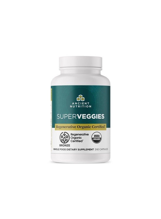 Ancient Nutrition Regenerative Organic Certified SuperVeggies Capsules, Supports Gut and Immune System Health, Made with Probiotics, Kale, Broccoli, and Spinach, 60 Count - Image 1
