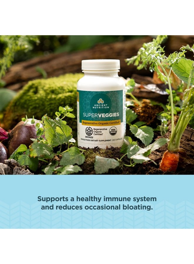 Ancient Nutrition Regenerative Organic Certified SuperVeggies Capsules, Supports Gut and Immune System Health, Made with Probiotics, Kale, Broccoli, and Spinach, 60 Count - Image 3