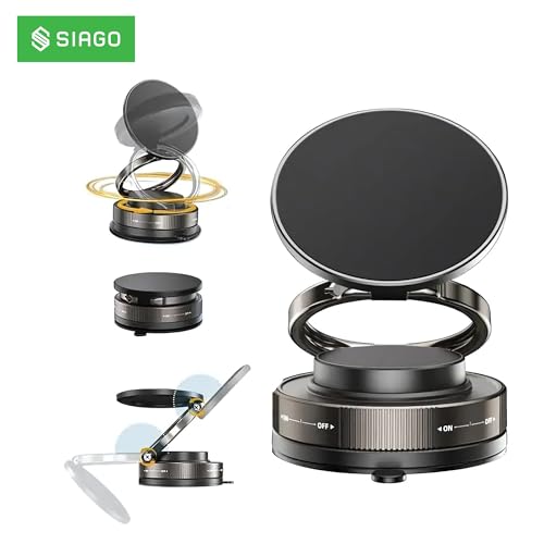 SIAGO SIA394 360° Vacuum Magnetic Phone Holder | Universal Magnetic Car Mount | Strong Suction Cup Mobile Stand for Car, Gym, Mirror, Shower | Compatible with All Smartphones - Image 2