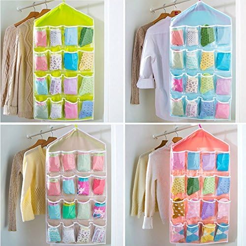 Vajin 16 Grids Storage Bag for Clothing Accessories Small Gadgets Slippers Toys Organizer Hanging Bag for Socks Bra Underwear Cupboard Rack Hanger Storage Organizer Pack of1 Multicolor - Image 4
