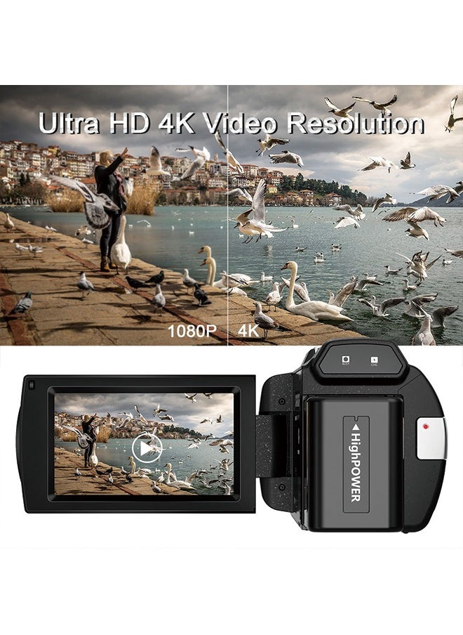 ماركة غير محددة كاميرا فيديو رقمية فائقة الدقة 4K - كاميرا DV رياضية محمولة بدقة 48 ميجابكسل، تكبير 16x، واي فاي، وتثبيت الصورة الإلكتروني، تتضمن بطاقة 32 جيجابايت وبطارية وشاحن  - Image 1