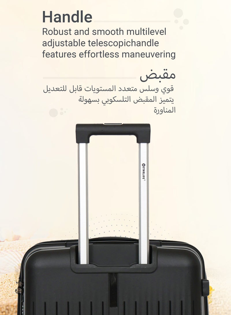 ستار لايف مجموعة الأمتعة 3 قطع PP حقيبة جانبية صلبة 360 درجة عجلات دوارة مجموعة حقائب سفر ترولي مع قفل TSA 20/24/28 بوصة - Image 2