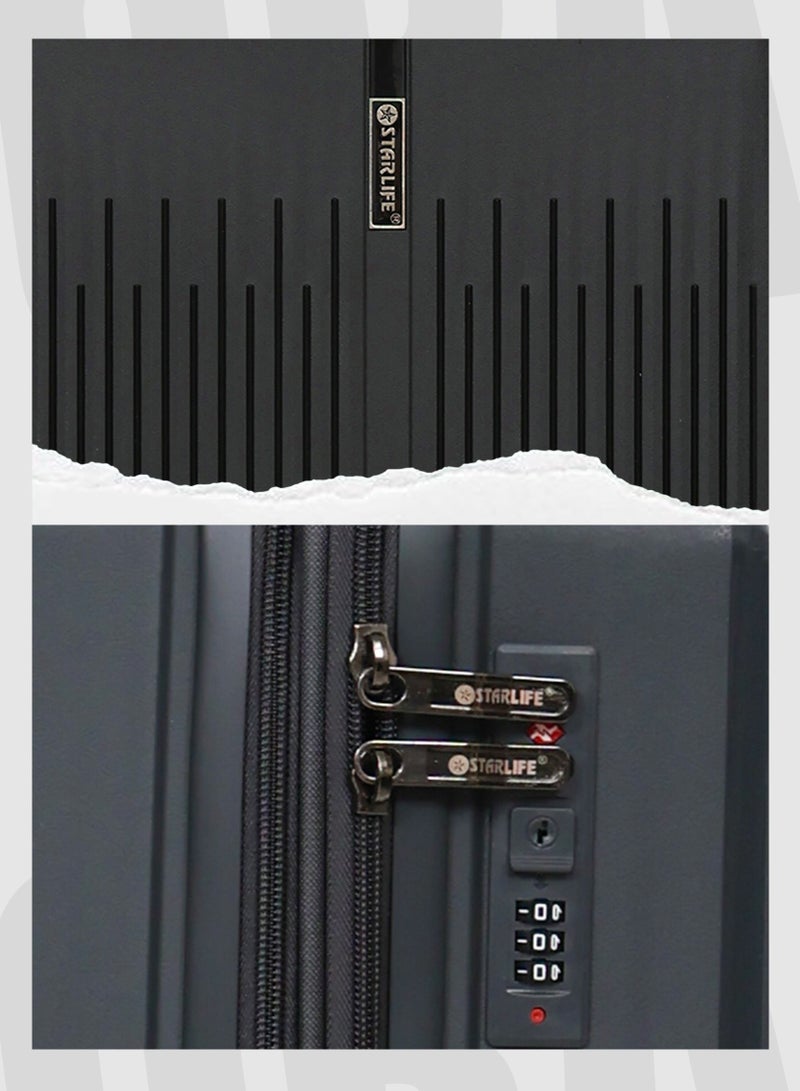 ستار لايف مجموعة الأمتعة 3 قطع PP حقيبة جانبية صلبة 360 درجة عجلات دوارة مجموعة حقائب سفر ترولي مع قفل TSA 20/24/28 بوصة - Image 4