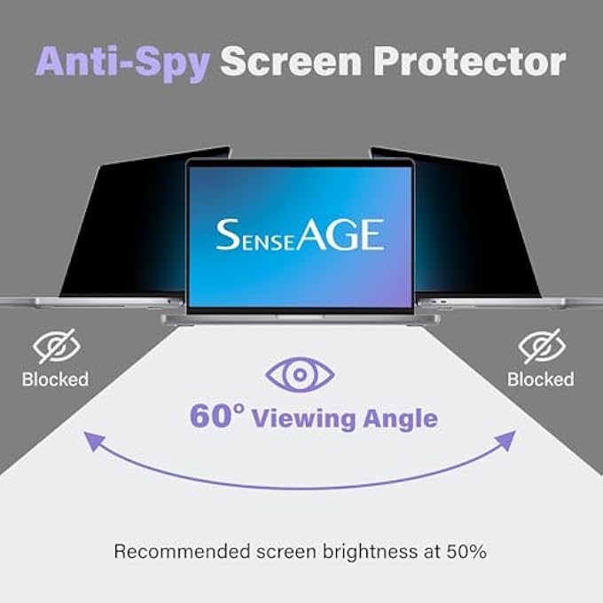 SenseAGE MAGNETIC PRIVACY SCREEN FILTER FOR MACBOOK AIR 15.3 M2/M3(A2941/A3114), ANTI-GLARE PRIVACY SCREEN PROTECTOR, COMPATIBLE WITH APPLE MAC LAPTOP 15 (2023 M2,2024 M3) - Image 3