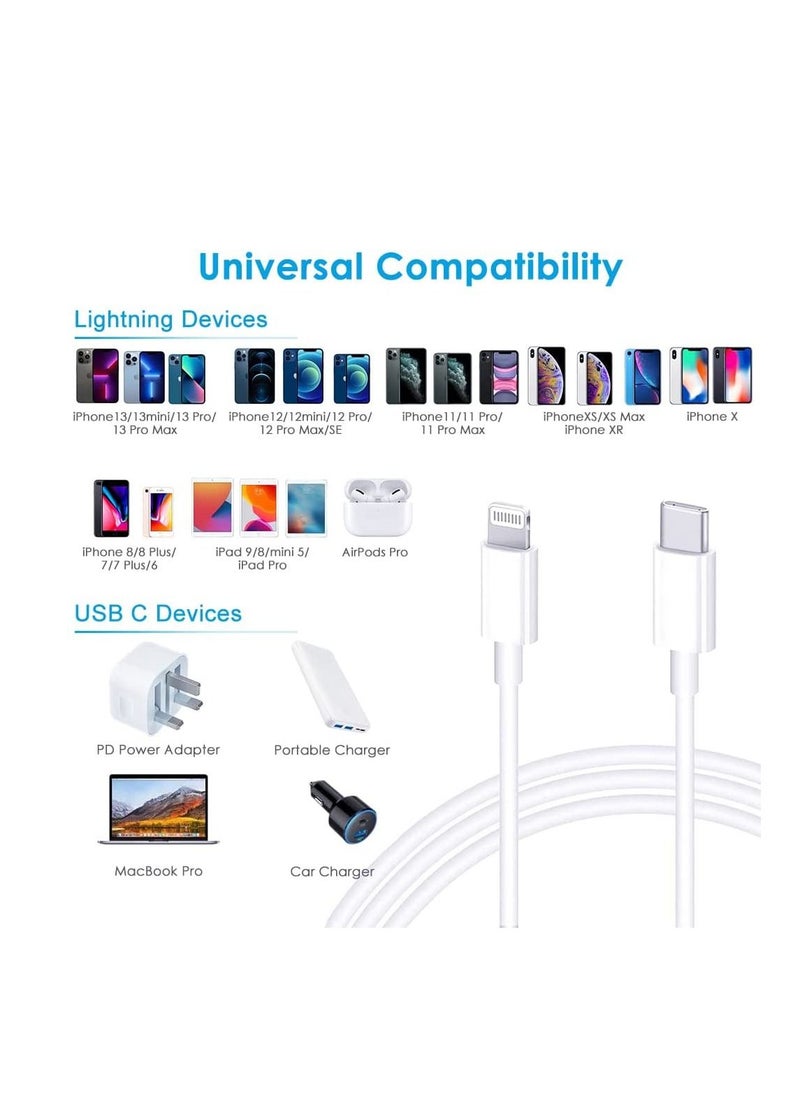 Generic - 2 Packs USB-C to Lightning Cable, iPhone USB C Charger Cable PD Fast Lightning to Type C Charging Cable Lead Compatible with iPhone 14 Pro Max/13/ 13/12/SE2020/11/XR/XS Max/X/8--White - Image 1