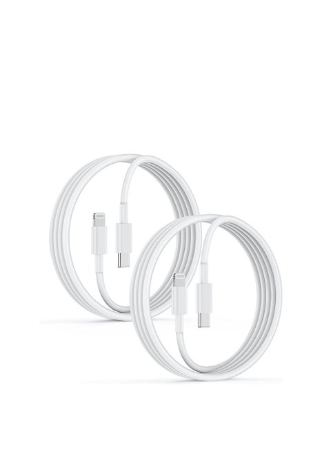 2 Packs USB-C to Lightning Cable, iPhone USB C Charger Cable PD Fast Lightning to Type C Charging Cable Lead Compatible with iPhone 14 Pro Max/13/ 13/12/SE2020/11/XR/XS Max/X/8--White