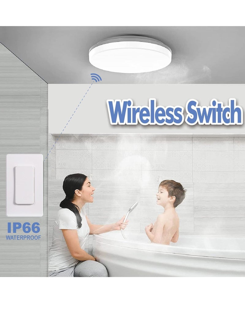 Generic - Wireless Light Switch and Receiver Kit Safe Waterproof and Energy Saving No Wiring No Wifi 600ft RF Range Detachable Remote Control Wall Switch for LED Lights Ceiling Fixture Bathroom Bedroom - Image 1