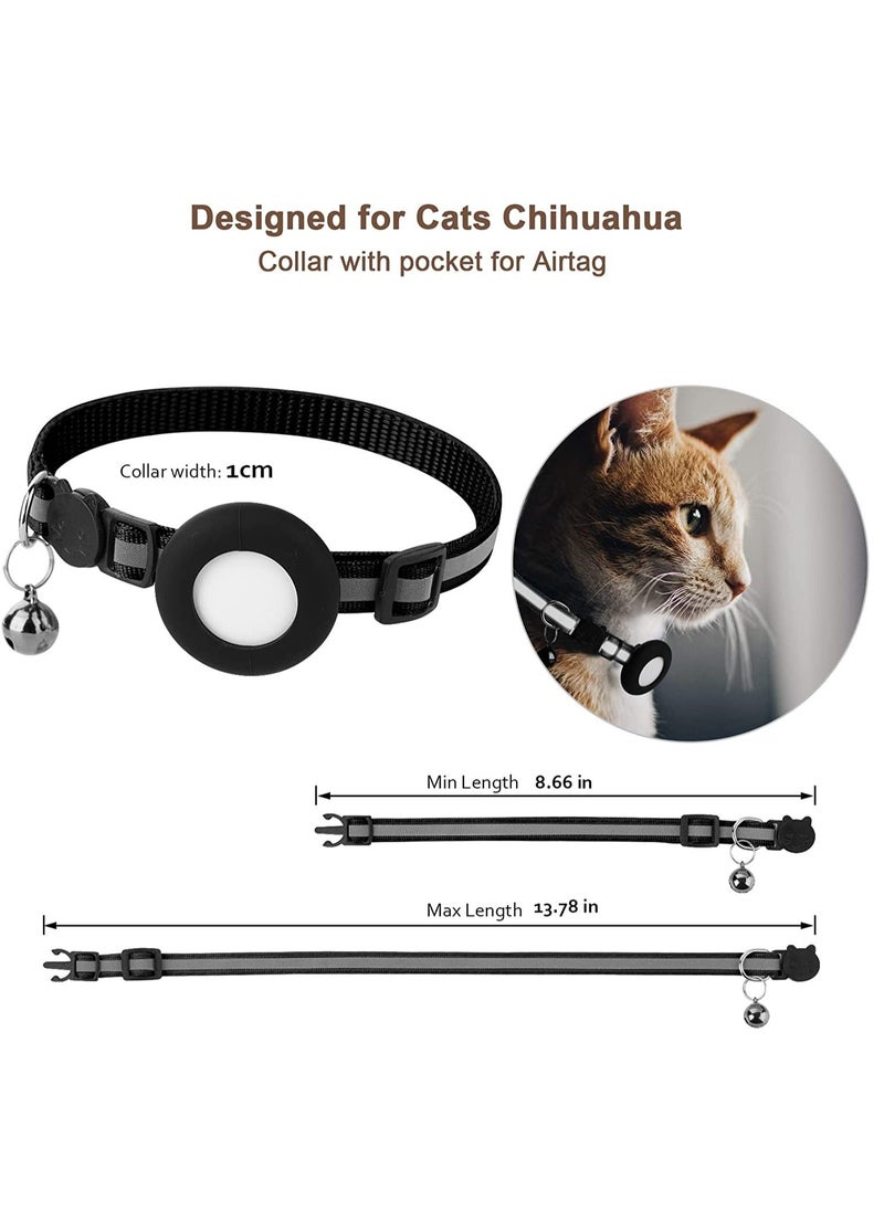 Generic - Airtag Cat Collar Air tag Cat Collar with Bell and Safety Buckle in 3/8" Width Reflective Collar with Waterproof Airtag Holder Compatible with Apple Airtag for Cat Dog Kitten Puppy - Image 1