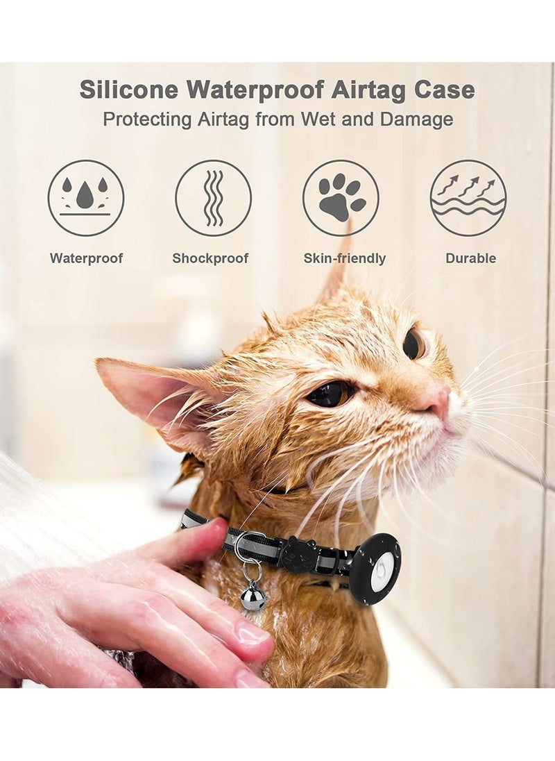 Generic - Airtag Cat Collar Air tag Cat Collar with Bell and Safety Buckle in 3/8" Width Reflective Collar with Waterproof Airtag Holder Compatible with Apple Airtag for Cat Dog Kitten Puppy - Image 1