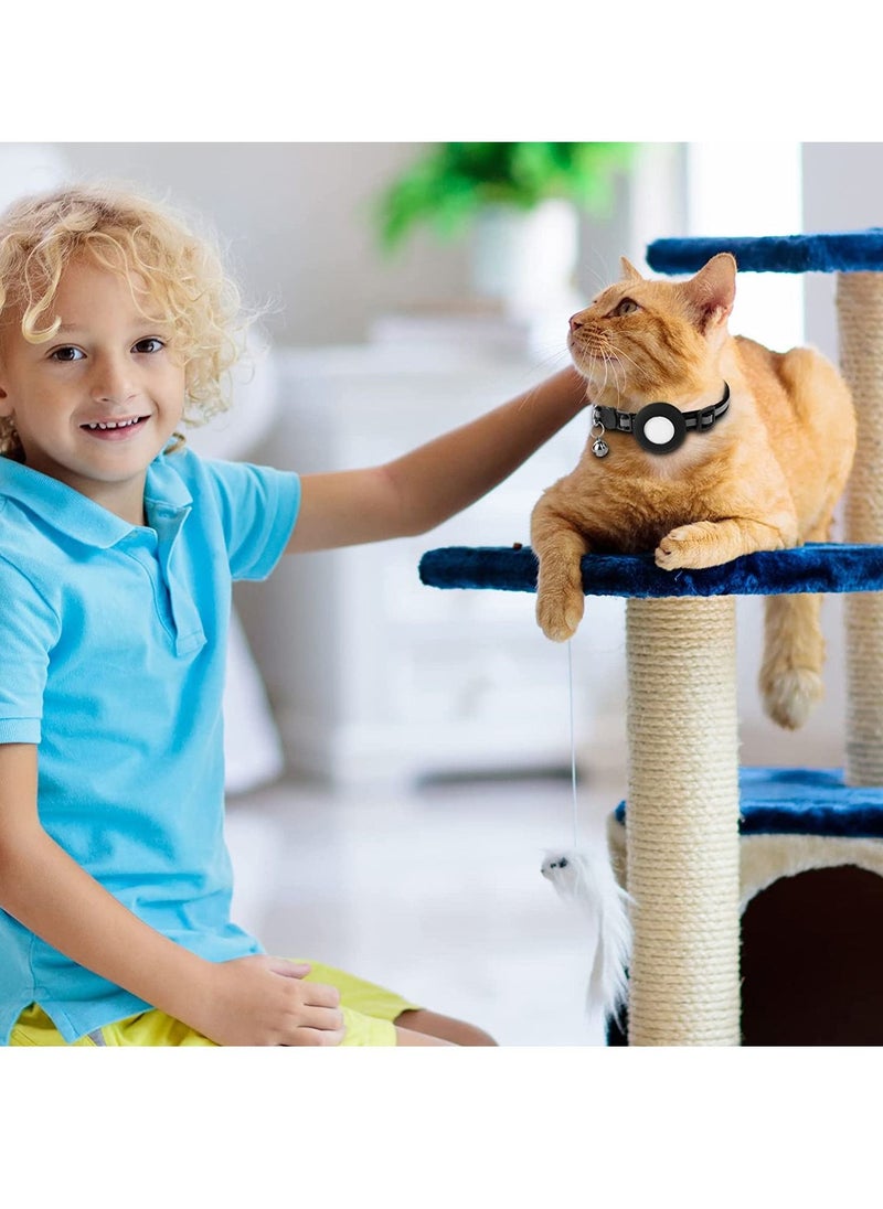 Generic - Airtag Cat Collar Air tag Cat Collar with Bell and Safety Buckle in 3/8" Width Reflective Collar with Waterproof Airtag Holder Compatible with Apple Airtag for Cat Dog Kitten Puppy - Image 1