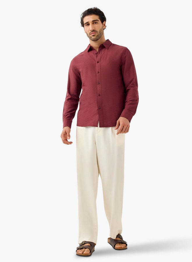 سبلاش فيڤ قميص بياقة بنقش مجعد بقصة عادية - Image 2