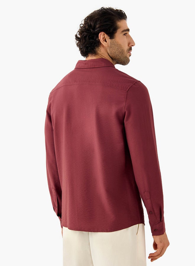 سبلاش فيڤ قميص بياقة بنقش مجعد بقصة عادية - Image 3