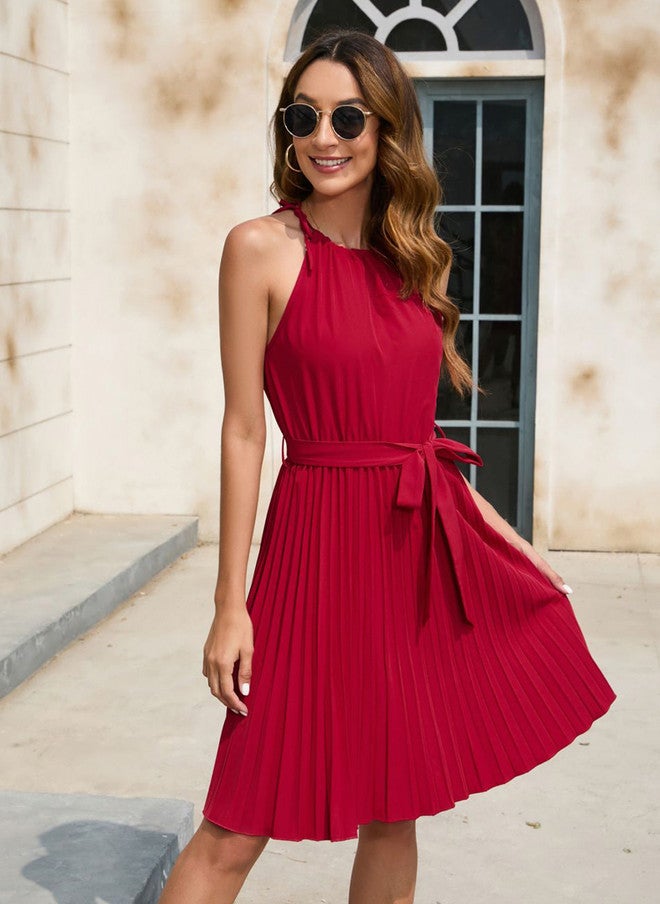 YUNIQEE فستان ضيق وواسع للنساء باللون الأحمر - Image 1