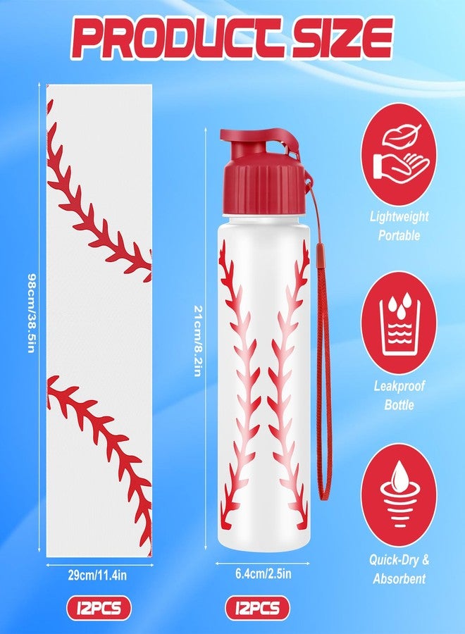 Olgaa 24Pcs Sport Party Favors 12 Pcs Reusable Baseball Water Bottle Bulk 20 oz 12 Pcs Soft Cooling Towels Sports Accessories for Party Favor Players Lovers Team Gifts (Baseball) - Image 2