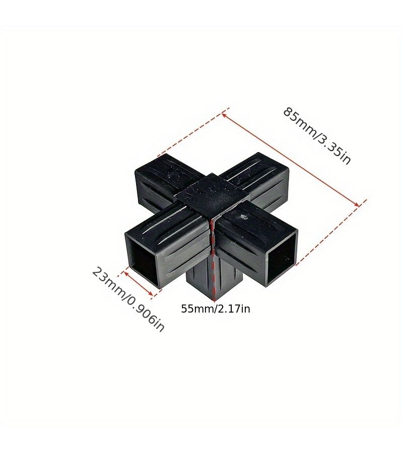 5 Port Plastic Corner Connector 2 Pcs Three Way Connector 90 Degree Elbow Bracket Industrial Shelf Mounting Bracket For Secure Pipe Connection Durable Black Pipe Connector Compatible With European And American Thread Standards - Image 3