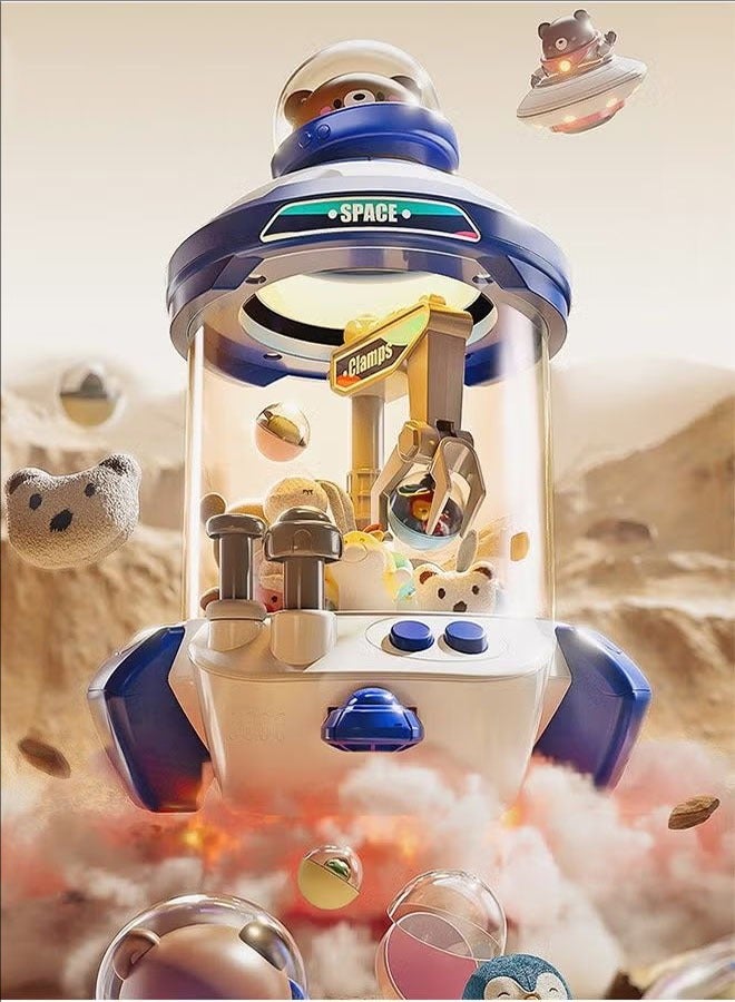 Children Mini Claw Machine Toys Cartoon Rocket Automatic Coin Operated Play Game Arcade Crane Doll Machines,Blue - Image 2