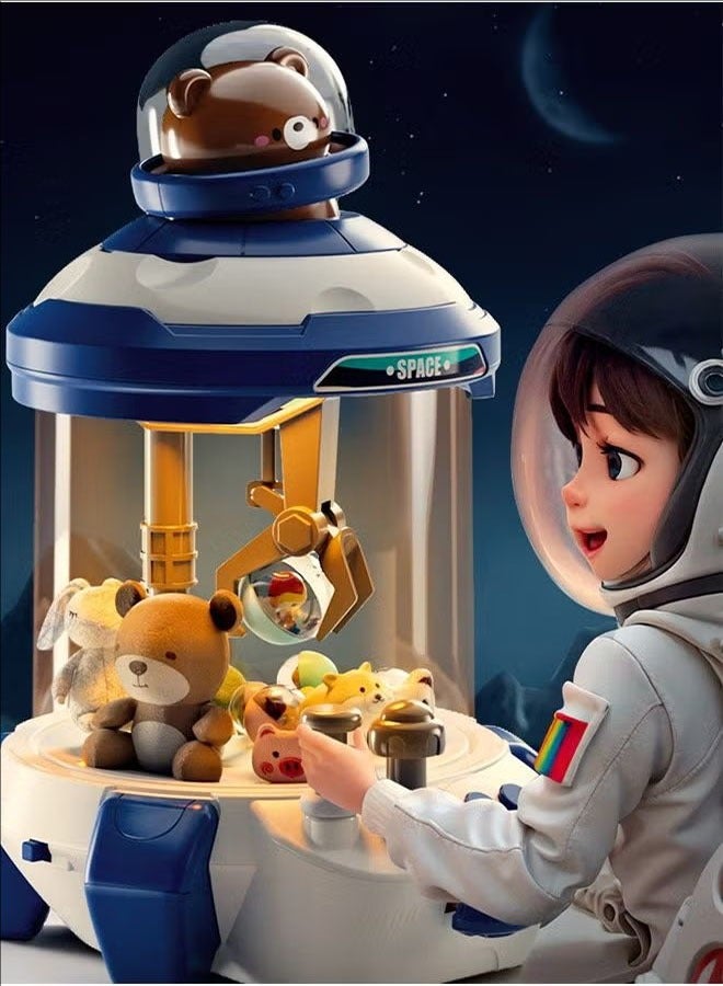 Children Mini Claw Machine Toys Cartoon Rocket Automatic Coin Operated Play Game Arcade Crane Doll Machines,Blue - Image 4