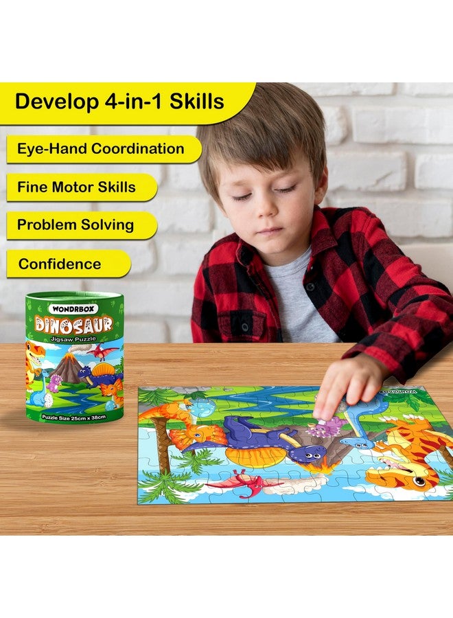 WONDRBOX Return Gifts for Kids | Set of 12 | Dinosaur Jigsaw Puzzle for Kids Age 5 & Above | Educational and Learning Toy for Boys and Girls | Birthday Gifts Puzzle (60 Pieces Each) - Image 2