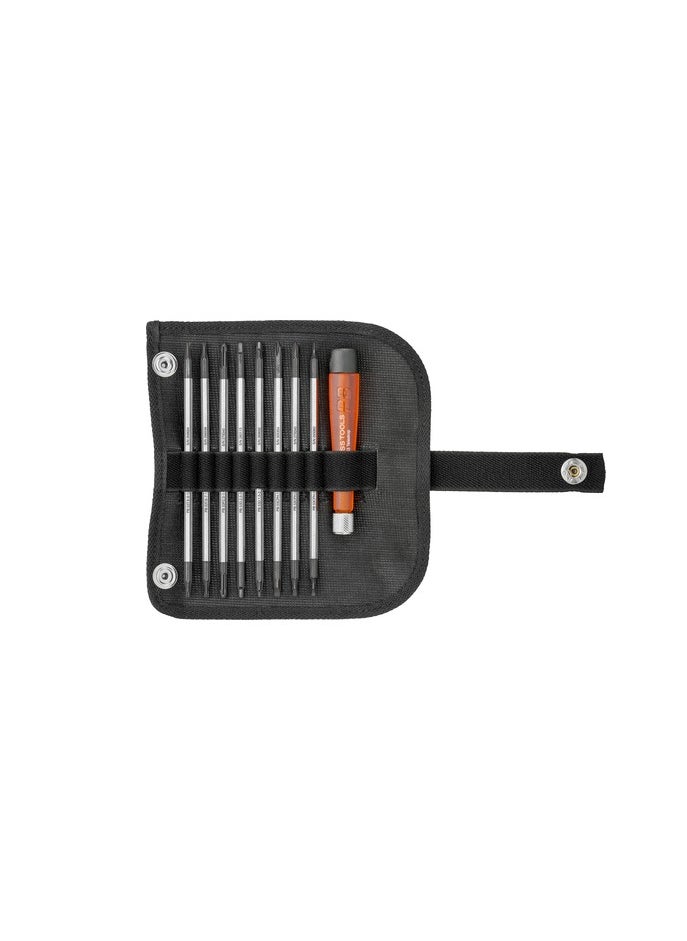 PB 515 Screwdrivers set with telescopic handle and duplex interchangeable blades in a compact roll-up case