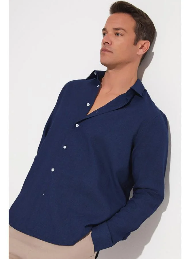 جون June Exclusive Men Long Sleeve Shirt Navy
