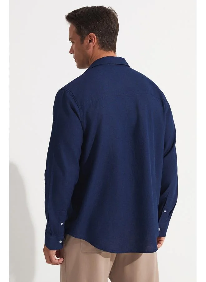 جون June Exclusive Men Long Sleeve Shirt Navy