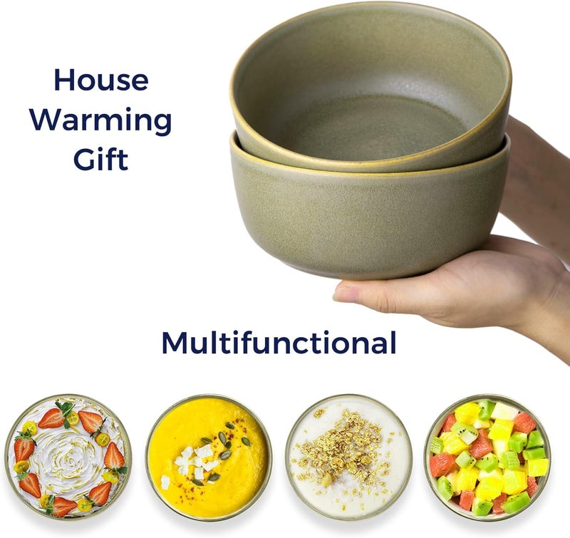 AmorArc Stoneware Cereal Bowls Set of 6, 26oz Ceramic Soup Bowls Set for Cereal Soup Snacks, Modern Kitchen bowls for Meal, Dishwasher &Microwave Safe - Image 2