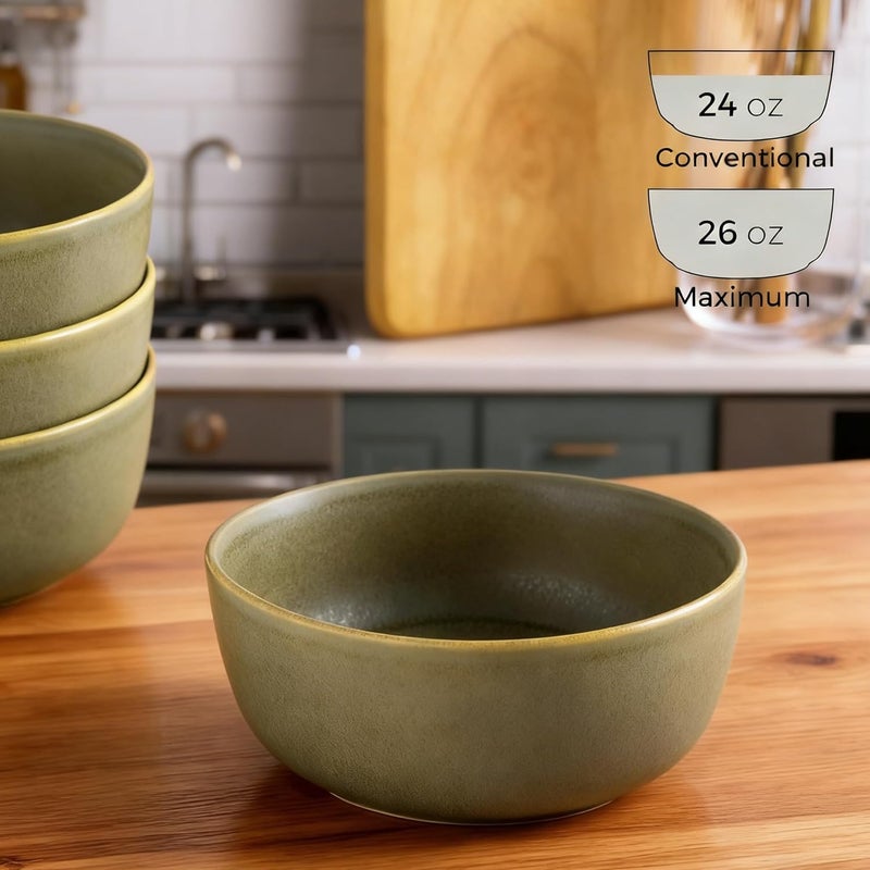 AmorArc Stoneware Cereal Bowls Set of 6, 26oz Ceramic Soup Bowls Set for Cereal Soup Snacks, Modern Kitchen bowls for Meal, Dishwasher &Microwave Safe - Image 4