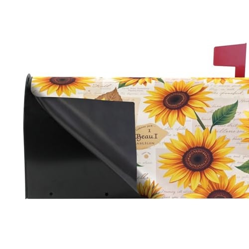 Wamika Watercolor Sunflowers Welcome Magnetic Mailbox Cover Wraps Yellow Flower Small Size 20.8(L) x 18(W) MailWrap for Outside Garden Home Decor - Image 4