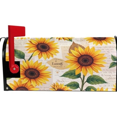 Wamika Watercolor Sunflowers Welcome Magnetic Mailbox Cover Wraps Yellow Flower Small Size 20.8(L) x 18(W) MailWrap for Outside Garden Home Decor - Image 3