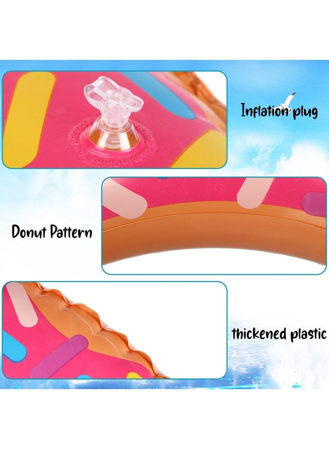 Leitee 8 Pcs Kids Inflatable Donut 21.7 Inch Sprinkle Donut Pool Floats Doughnut Inflatable Swim Tube Swimming Ring Colorful Beach Party Decorations Floating Ring For Swimming (Pink) - Image 3