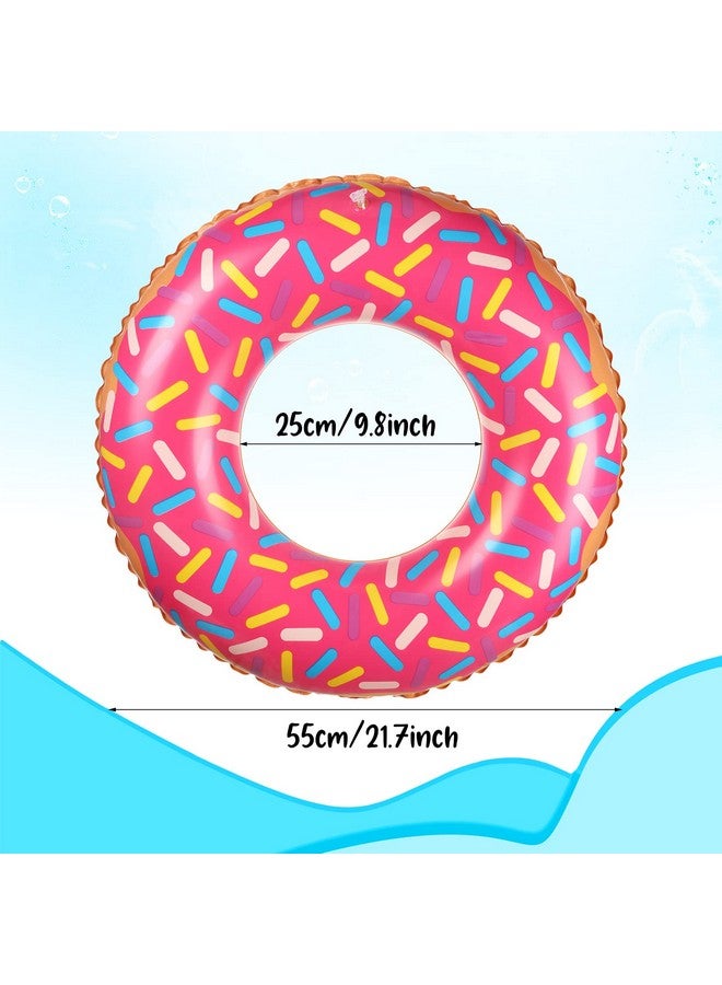 Leitee 8 Pcs Kids Inflatable Donut 21.7 Inch Sprinkle Donut Pool Floats Doughnut Inflatable Swim Tube Swimming Ring Colorful Beach Party Decorations Floating Ring For Swimming (Pink) - Image 2